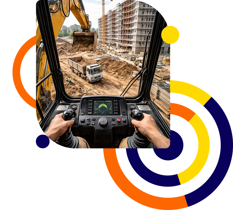 Construction machinery with Safe Zone AI monitoring system