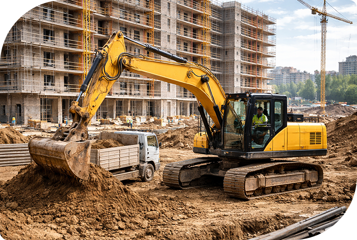 Construction site with heavy machinery
